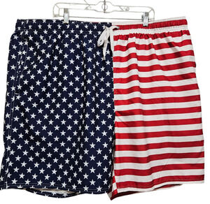 Oasis Outdoor Mens Swim Shorts Sz 4XL American Flag Blue Red Stripes Stars NWT